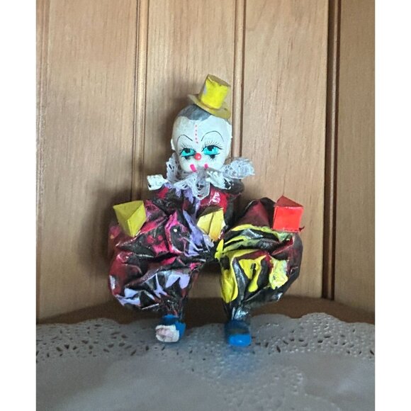 Vintage Hecho En Mexico Paper Mache Clown Figurine Mexican Folk Art - Picture 1 of 7